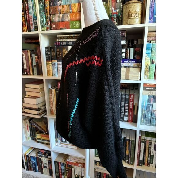 Lillie Rubin Black Sweater with Vibrant Stitching - Picture 6 of 9